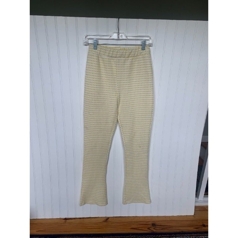 White & Yellow Checkered Flare Pants